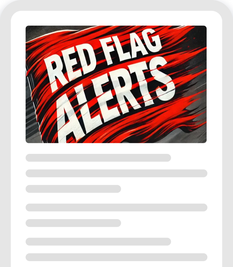 red flag article on phone, light